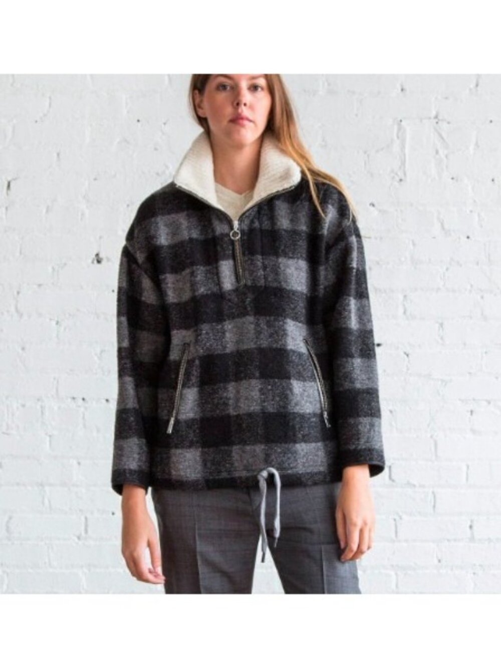 Isabel Marant Étoile Gilas half-zip Wool Jacket Women's 40/US L Buffalo Check